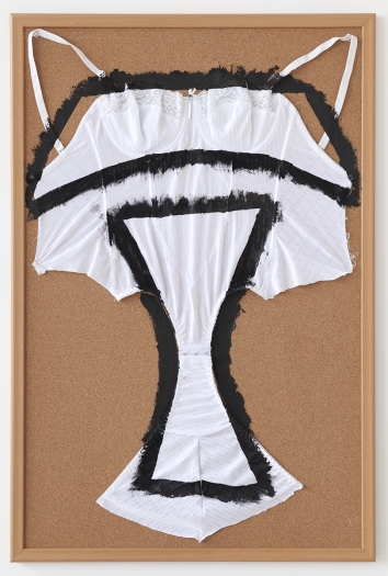 Tony Conrad Untitled (waiting for trouble), 2009 Acrylic, underwear, bulletin board 36 x 24 inches (91.4 x 61 cm)