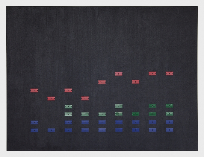 Nicolas Ceccaldi Equalizer 1, 2017 Acrylic and blades on canvas 30 x 40 inches (76.2 x 101.6 cm)