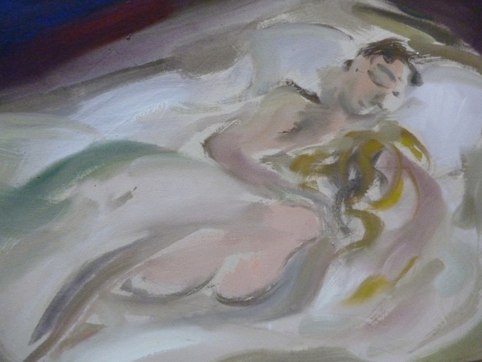 Sophie von Hellermann The Bed, 2013 Pigment and acrylic emulsion on canvas 29 3/4 x 37 1/2 inches (75.6 x 95.3 cm)
