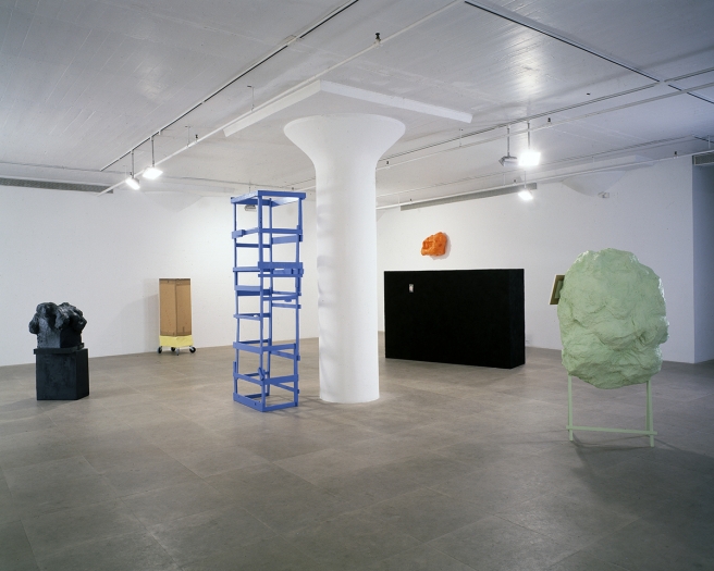Rachel Harrison, Installation view, Patent Pending: Beveled Rasp Sac, Greene Naftali, New York, 1999