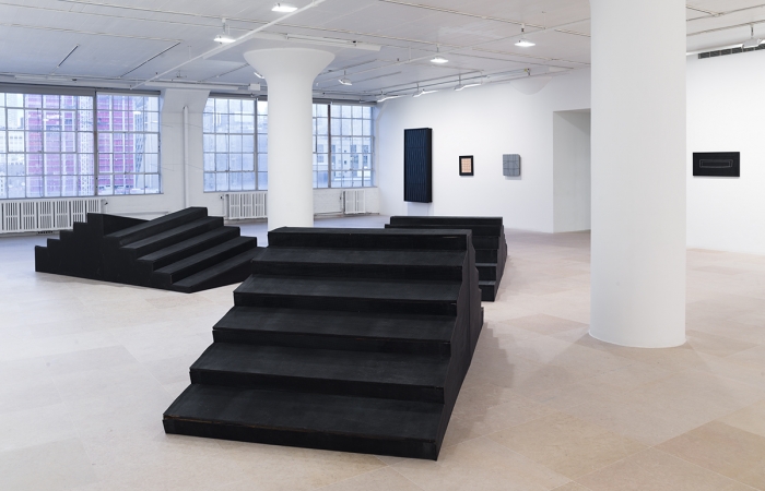 Gianni Colombo, Bariestesia delle scale, 1974-75, Wood paint and plastic, a: 30 3/4 x 146 x 59 inches (78.1 x 370.8 x 149.9 cm), b. 38 1/2 x 113 1/4 x 59 inches (97.8 x 287.7 x 149.9 cm), c. 35 1/4 x 127 5/8 x 60 1/2 inches (89.5 x 324.2 x 153.7 cm), Installation view, Greene Naftali, 2013