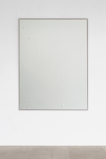 Carissa Rodriguez Yesterday I tried to paint you (Untitled I), 2012 Inkjet print mounted on aluminum, custom maple frame; monthly cryogenic storage fee for donated sperm, legal contract between donor and artist 63 x 47 1/4 inches (160 x 120 cm)