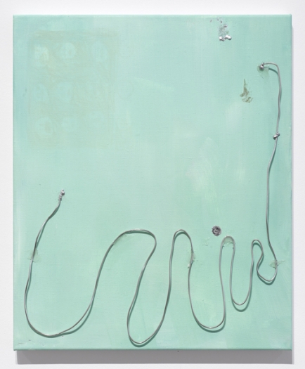 Josef Strau Untitled, 2016 Soldering tin wire and acrylic on canvas 23 5/8 x 19 5/8 x 1 7/8 inches (60 x 50 x 5 cm)