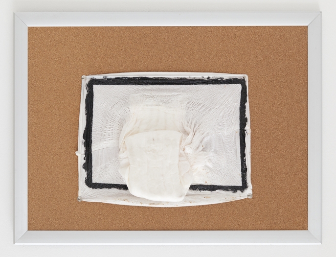Tony Conrad Untitled (suit yourself), 2009 Acrylic, underwear, bulletin board 18 x 24 inches (45.7 x 61 cm)