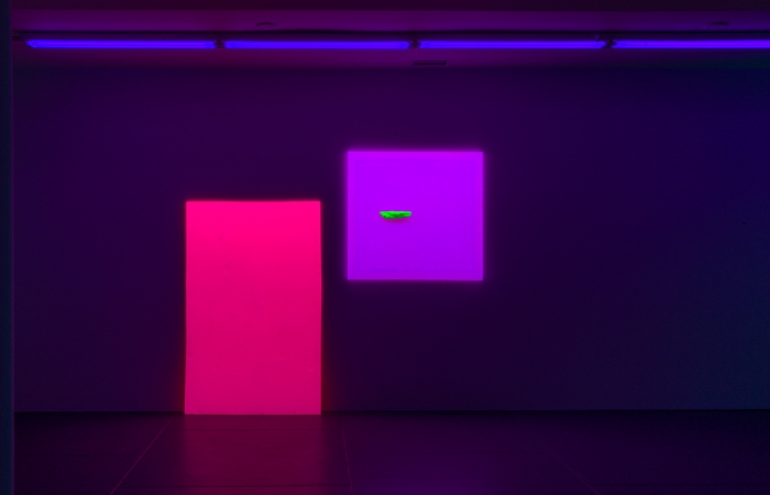 Installation view, Jacqueline Humphries, the Dan Flavin Institute, Bridgehampton, New York, 2019