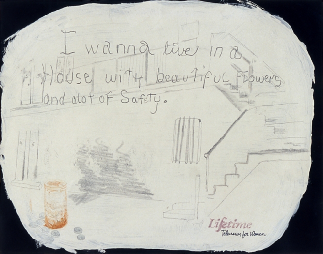 Julie Becker, Untitled (I wanna Live...), 2002, mixed media on paper, 13 3/4 x 10 1/2 inches