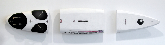 Michael Krebber, Vivace, 2008, Windsurfing board, wall mounts, 22 x 135 inches