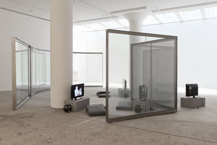 Installation view, Design for Showing Rock Videos, Greene Naftali, New York, 2014