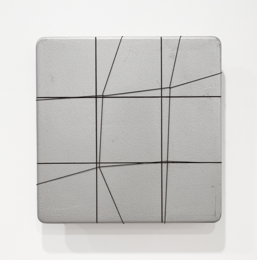 Spazio Elastico, 1974 Acrylic on board with elastic 20 1/2 x 20 1/2 inches Installation view Greene Naftali, New York, 2013