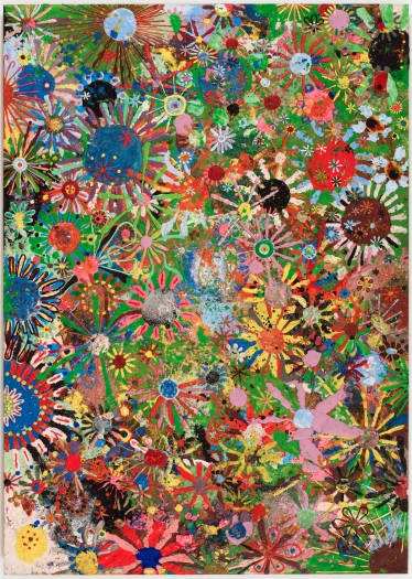 gelitin Flower painting, 2009 plasticine on wood panel 75 x 53 x 3/4 inches 190 x 135 x 2 cm