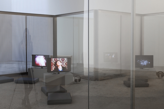 Installation view, Design for Showing Rock Videos, Greene Naftali, New York, 2014