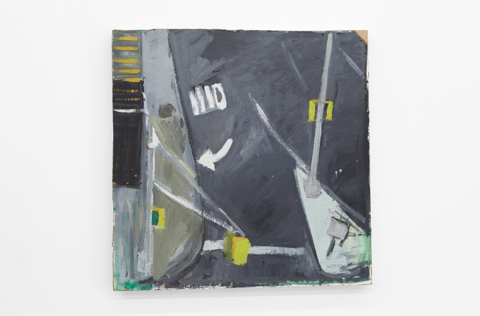 Mary Ann Aitken Untitled (Gratiot and Broadway), circa 1985-89, Oil on masonite, 24 x 24 inches (61 x 61 cm)