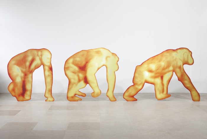 Katja Novitskova Storm Time Approximation (Hominids, IR Thermal Vision) , 2016 Digital print on aluminum, cutout display Variable