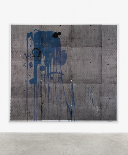 Jacqueline Humphries One Cat, 2016 Oil on linen 100 x 111 inches (254 x 281.9 cm)