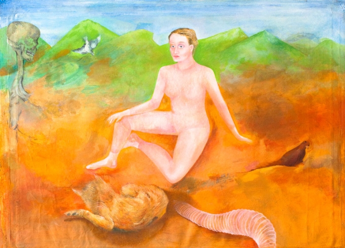 Katharina Wulff, Burnt Orange, 2010, oil and charcoal on canvas, 23 3/4 x 32 3/4 inches