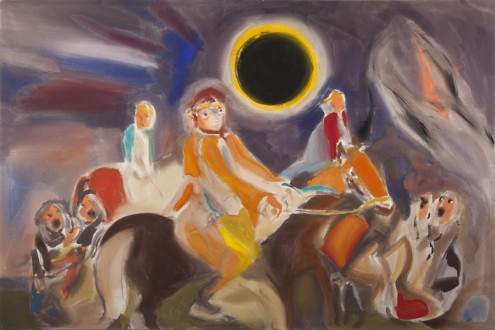 Sophie von Hellermann Prince Igor and Solar Eclipse, 2013 Acrylic on canvas 78 3/4 x 118 1/8 inches (200 x 300 cm)