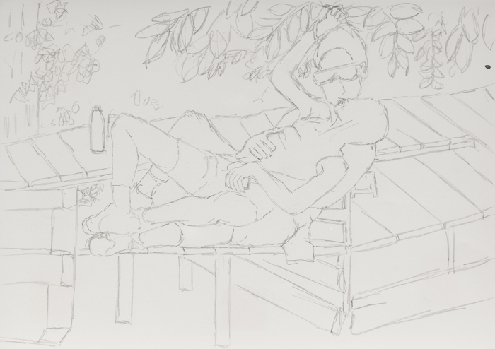 Juliette Blightman CockTail d'Amore, Berlin, 2015 Graphite on Paper Paper: 8 1/4 x 5 7/8 inches (21 x 14.9 cm) frame: 9 1/4 x 7 1/2 inches (23.5 x 19.1 cm)
