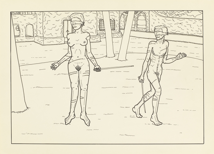 Mayo Thompson Naughty Naughty, 1972 Ink on paper Paper: 10 9/16 x 14 1/2 inches (26.8 x 36.8 cm) Frame: 14 1/2 x 18 11/16 inches (36.8 x 47.5 cm)