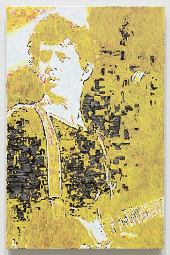 Andrea Fourchy / Sergej Jensen Live in Buffalo, New York, 1978, 2017 Oil and acrylic on linen 22 7/8 x 14 7/8 inches (58.1 x 37.8 cm)