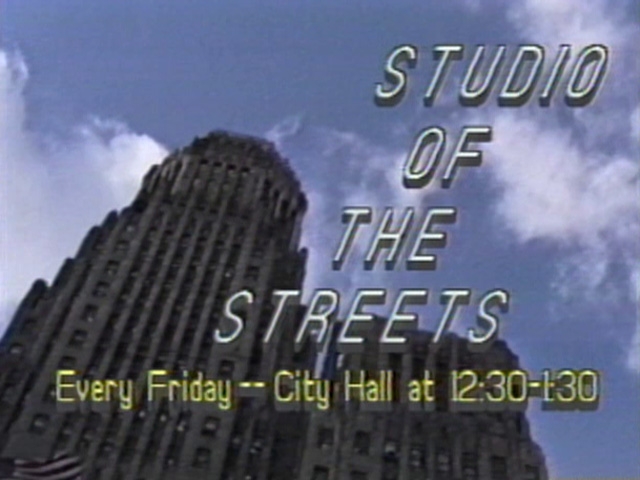 Tony Conrad, Studio of the Streets, 1990-1993 graphic from public access television broadcast