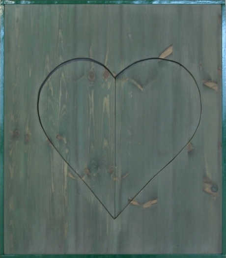 Michaela Meise Heart (green), 2006 Wood, stain, wax, resin lacquer 28 1/4 x 25 1/4 x 2 inches (71.8 x 64.1 x 5.1 cm)