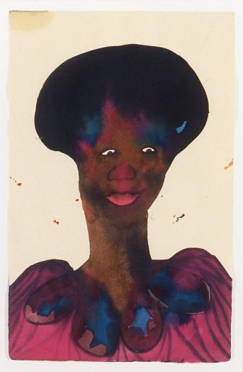 Chris Ofili, Untitled, 1999, Watercolor on paper, 6 x 9 1/2 inches
