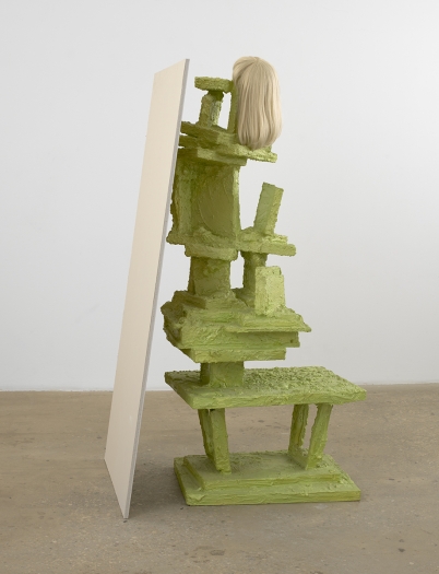 Rachel Harrison Cindy, 2004 Wood, polystyrene, cement, acrylic, drywall, and wig 72 x 37 x 31 inches (182.9 x 94 x 78.7 cm)