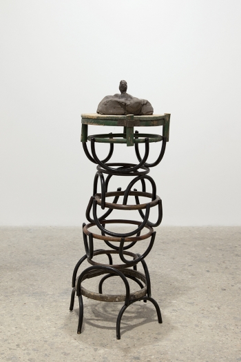 Gelatin New York Golem, 2017 Wood, glazed ceramic 50 3/8 x 19 5/8 x 19 5/8 inches (128 x 50 x 50 cm)