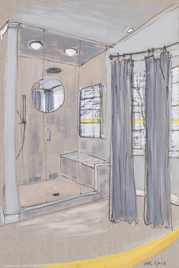 William Leavitt Shower #1, 2015 Oil marker on linen 36 x 24 inches (91.4 x 61 cm)