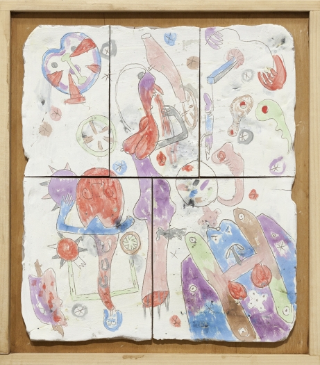 Richard Hawkins Vomiting Shaman and Heroin Priest, 2016 Glazed ceramic in artist's frame 25 3/4 x 22 3/4 x 1 5/8 inches (65.4 x 57.8 x 4.1 cm)