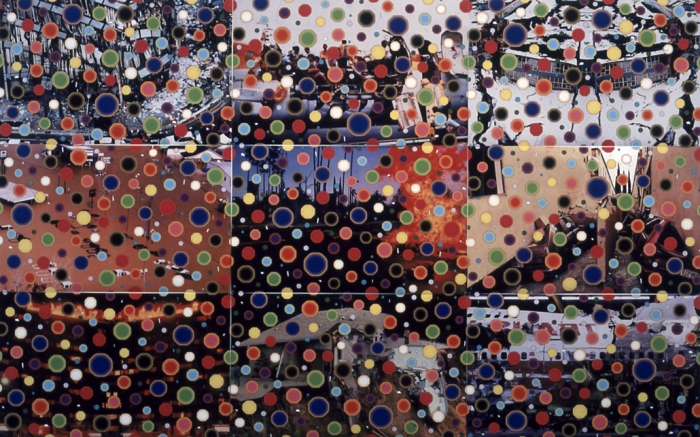 Kelley Walker, Anchorage, Maui, Kobe, San Fernando VAlley, Florida City, Elba, TWA Flight 800, Los Angeles, Moran., 2002, digital print and digital file, 25 x 39 3/4 inches each, edition of 5, entire series of 9, 75 x 120 inches, edition of 3