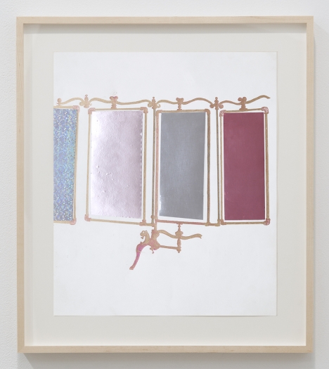 Julie Becker dream house accessory, 2015 Mixed media on paper Paper: 16 5/8 x 14 inches (42.2 x 35.6 cm) Frame: 20 7/8 x 18 1/2 x 1 1/2 inches (53 x 47 x 3.8 cm)