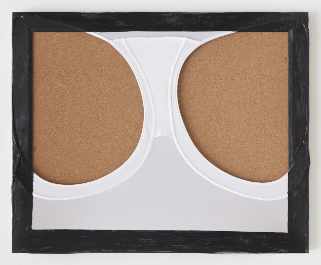 Tony Conrad Untitled (half and half and half again), 2009 Acrylic, underwear, bulletin board 18 x 22 inches (45.7 x 55.9 cm)