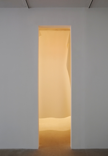 Gedi Sibony The Brighter Grows the Lantern, 2010 Vinyl, nails, light, room 137 x 313 x 133 1/2 inches (348 x 795 x 339 cm)