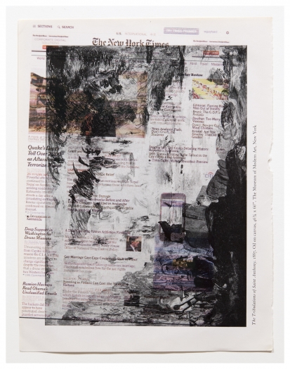 Wade Guyton Untitled (The Tribulations of St. Anthony), 2015 Epson DURABrite inkjet on book page Paper: 10 1/2 x 8 1/2 inches (26.7 x 21.6 cm) Frame: 17 1/2 x 16 inches (44.5 x 40.6 cm)