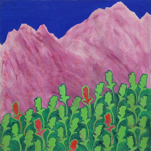 Konrad Lueg Alpenlandschaft, 1964 Casein tempera on canvas 39 3/8 x 39 3/8 inches (100 x 100 cm)