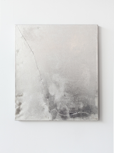 Mathieu Malouf Untitled, 2013 Gesso, human hairs, and electro silver plating process on linen 30 x 24 inches (76.2 x 61 cm)
