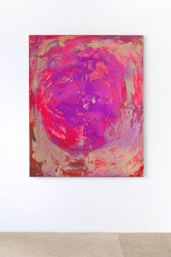 Mathieu Malouf Helter Skelter, 2017 Plastisol silkscreen ink, glitter, polymer on linen 60 x 48 inches (152.4 x 121.9 cm)