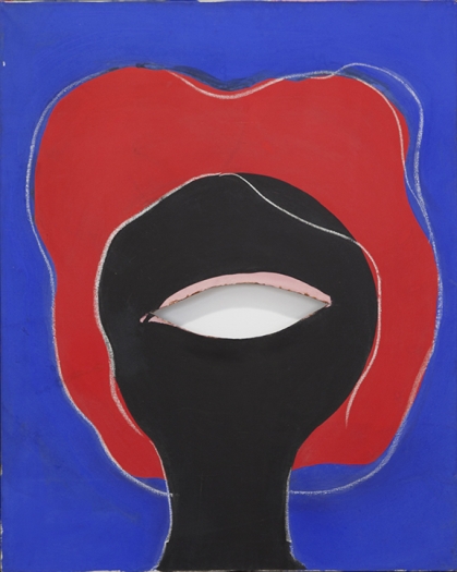 Konrad Lueg, Untitled (Kopf Mit Roten Haaren), 1963, Casein tempera on canvas, 34 7/8 x 28 1/8 inches