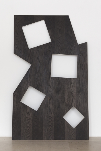 Hilary Lloyd Squares, 2017 Black stained Baltic wood 78 3/4 x 47 1/4 x 3/4 inches (200 x 120 x 1.9 cm)