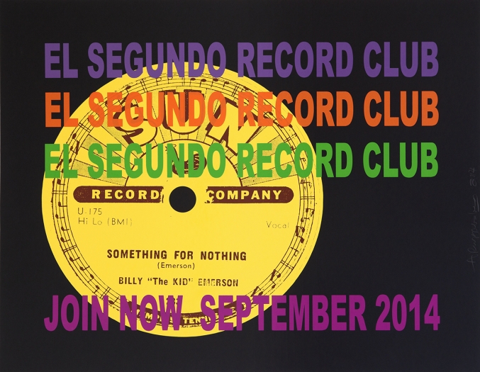 El Segundo Record Club (Sun), 2014, silkscreen, paper: 35 1/4 x 44 1/8 inches, frame: 37 3/4 x 46 7/8 inches, signed