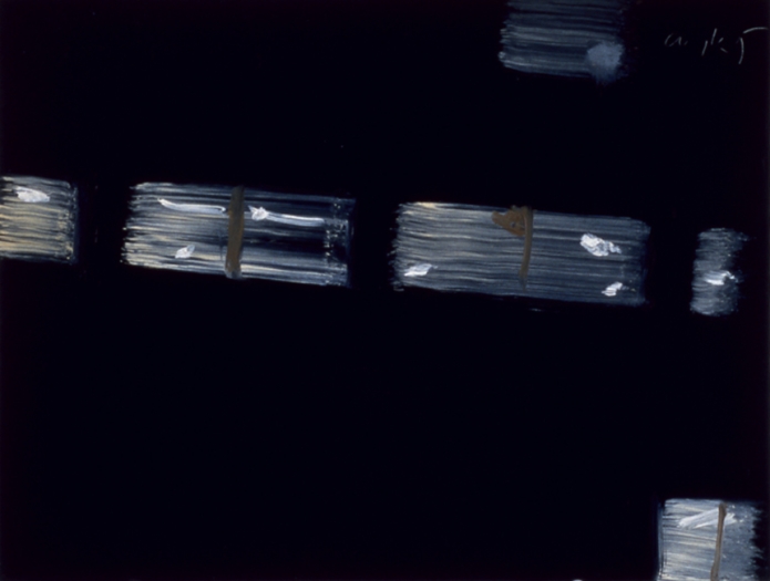 Night Windows, 1995, oil on board, 12 x 9 inches