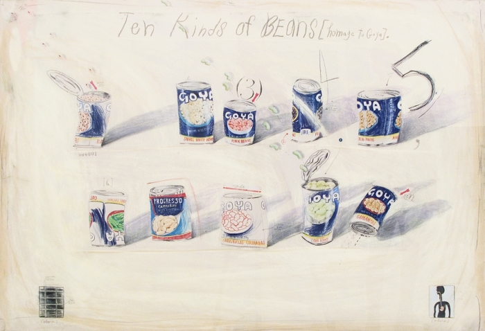 Candy Jernigan, THE NEW YORK COLLECTIONS, Ten Kinds of Beans (Homage to Goya), October 26, 1986, Pastel and pencil on paper, 36 1/4 x 49 3/4 inches (92 x 126.4 cm)