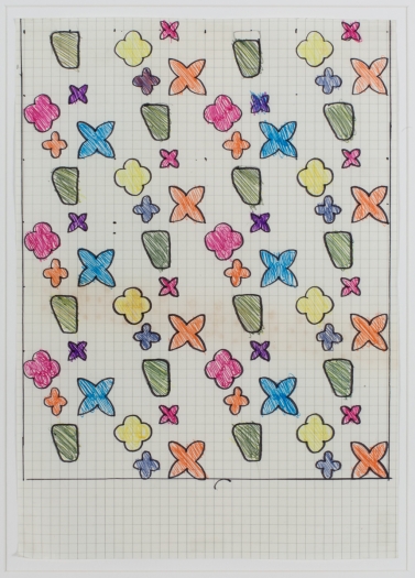 Konrad Lueg Untitled (Muster auf Kästchenpapier), Unknown Pencil and felt pen on graph paper Paper: 10 x 7 7/8 inches (25.5 x 20 cm) Frame: 17 3/4 x 14 3/8 (45.2 x 35.5 cm)