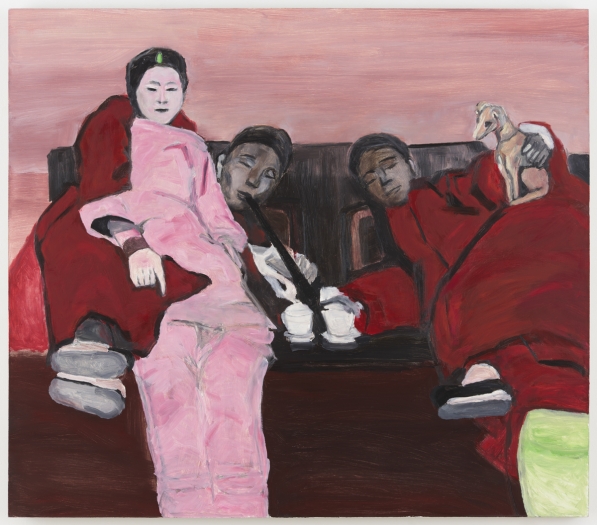 Gang Zhao, Ménage à trois, 2018, Oil on canvas 55 x 63 inches (139.7 x 160 cm)