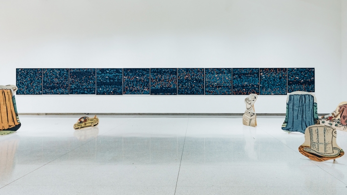 Installation view, Allen Ruppersberg: Intellectual Property 1968-2018, Walker Art Center, Minneapolis, 2018