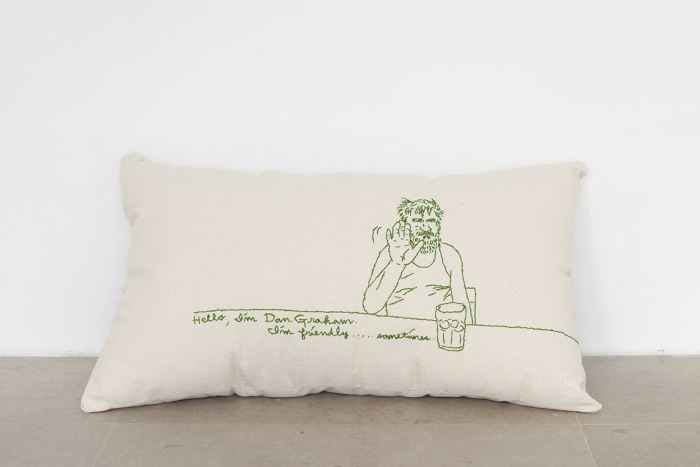 Mieko Meguro Hello, I'm Dan Graham. I'm Friendly... Sometimes. , 2016 Cotton canvas, thread and polyester stuffing 27 x 15 x 8 inches (68.6 x 38.1 x 20.3 cm)