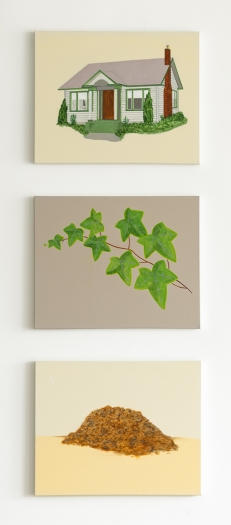 William Leavitt Home, Vine, Mound of Earth, 2019 Acrylic on canvas 24 x 30 inches (61 x 76.2 cm) each