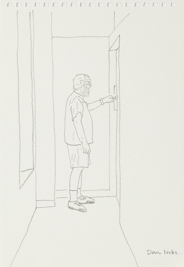 Mieko Meguro Dan Locks..., 2016 Graphite on paper Image: 9 7/8 x 6 3/8 inches (25.1 x 16.5 cm) Frame: 12 1/2 x 9 1/2 x 1 1/8 inches (31.7 x 24.1 x 3.0 cm)