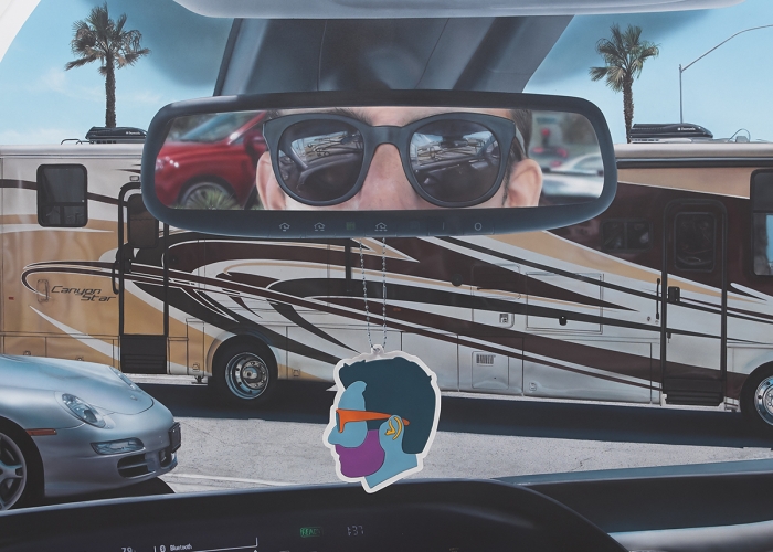 Alex Israel, Self-Portrait (Rear-view Mirror), 2018 (detail)